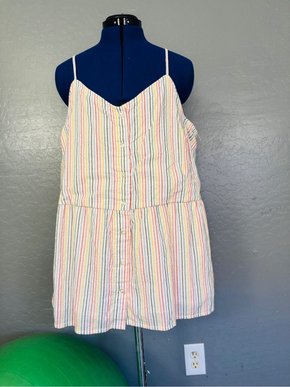 Lane Bryant White Top with Rainbow Stripe Trim